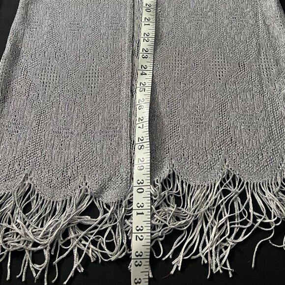 Vintage 90s / Y2K | Eye Candy | Silver Metallic | Tie Front | Fringe Cardigan - Picture 9 of 11